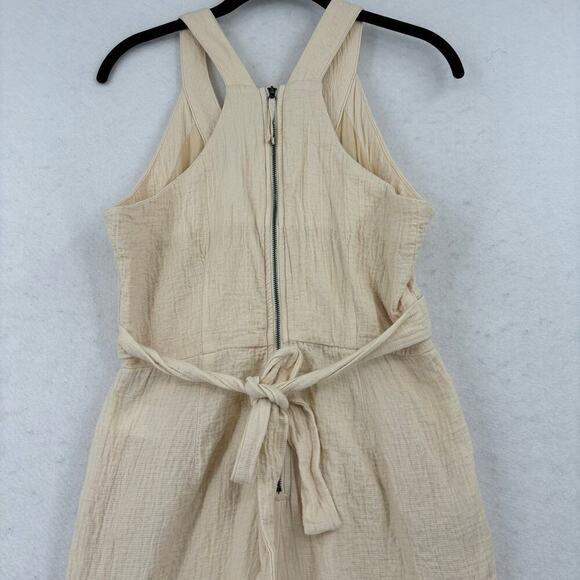 Anthropologie Demi Textured Jumpsuit Size 6 Cream Halter Neck Gauzy - Picture 8 of 13